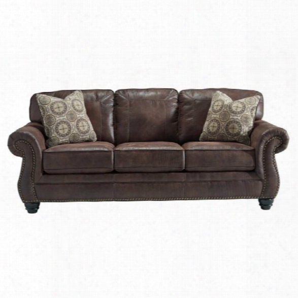 Ashley Breville Faux Leather Sofa In Espresso