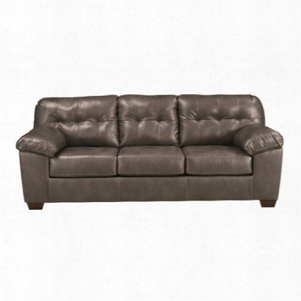 Ashley Furniture Alliston Leather Sofa In Gray