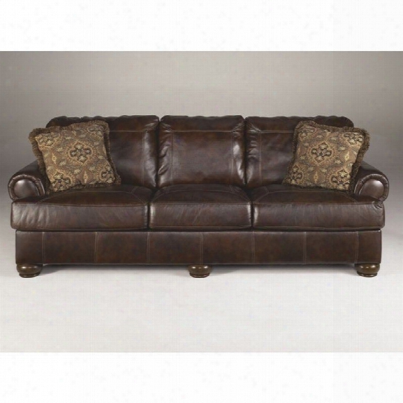 Ashley Furniture Axiom Leather Sofa In Walnut