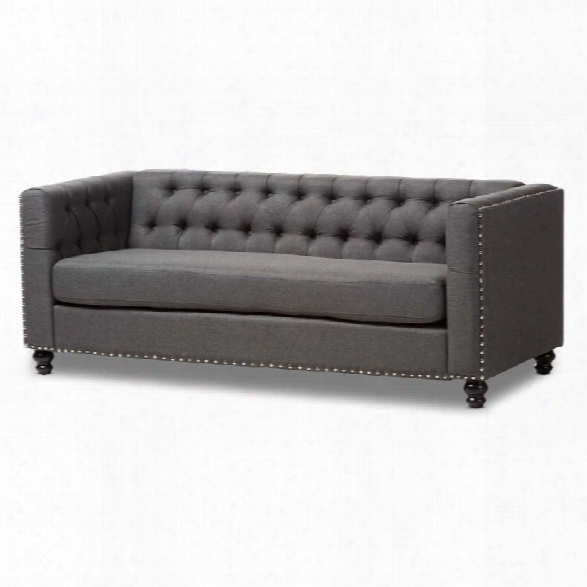 Baxton Studio Geneva Fabric Sofa In Gray