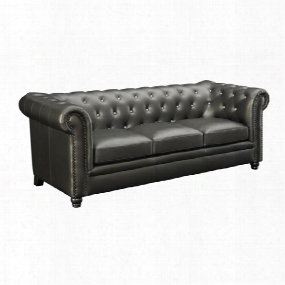 Coaster Roy Faux Leather Tufted Sofa In Gunmetal