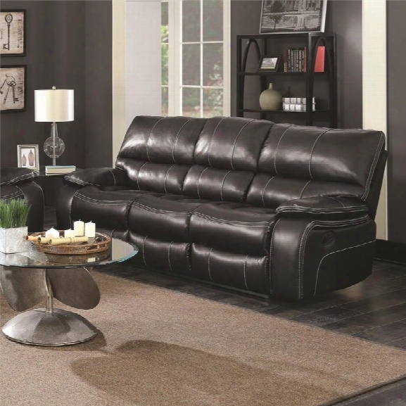 Coaster Willemse Faux Leather Reclining Sofa With Drop Table In Black