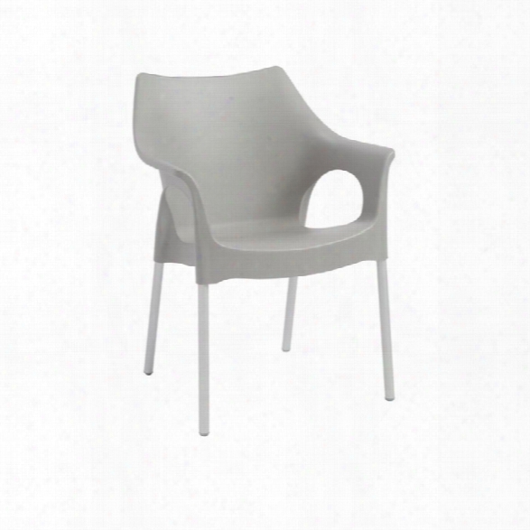 Eurostyle Ola Stacking Arm Chair In Gray (set Of 4)