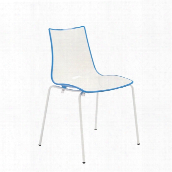 Eurostyle Zebra Stacking Side Chair In White And Blue