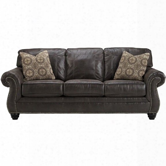 Flash Furniture Breville Faux Leather Sofa In Charcoal