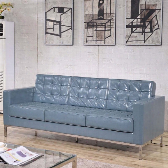 Flash Furniture Lacey Leather Reception Sofa In Gray