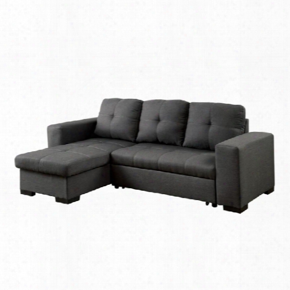 Furniture Of America Covington Fabric Convertible Sectional In Gray