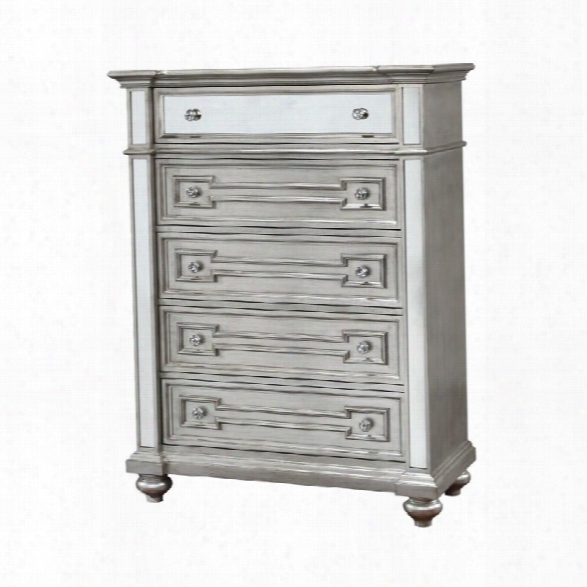 Furniture Of America Farrah 5 Drawer Mirrored Chest In Silver