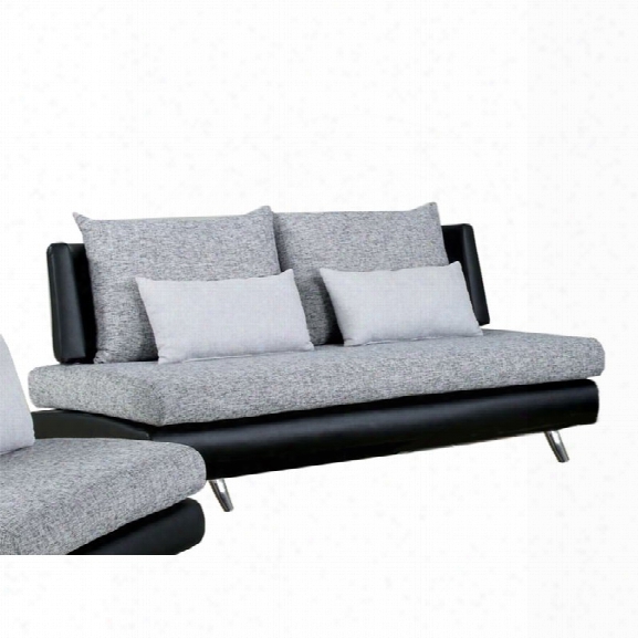 Furniture Of America Justin Fabric And Leather Sofa In Gray And Black