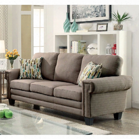 Furniture Of America Kay Linen Sofa In Warm Gray