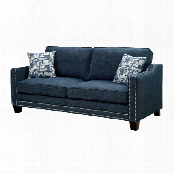 Furniture Of America Landrum Fabric Sofa In Blue