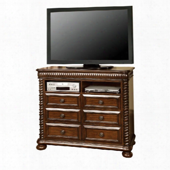 Furniture Of America Mallory 6 Drawer Media Chest In Brown Cherry