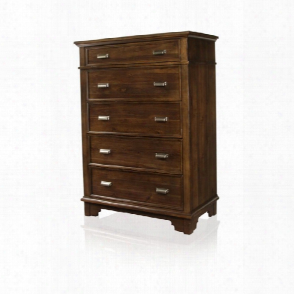 Furniture Of America Marley 5 Drawer Chest In Brown Cherry