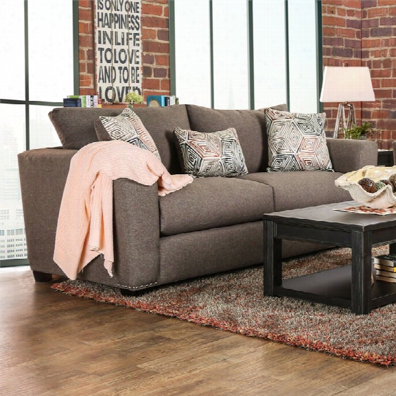 Furniture Of America Olivia Pillow Back Sofa In Brown