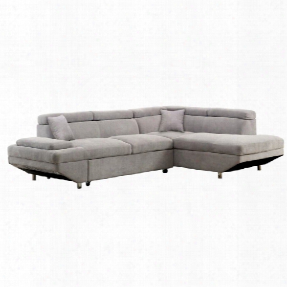 Furniture Of America Sleet Flannelette Convertible Sectional In Gray