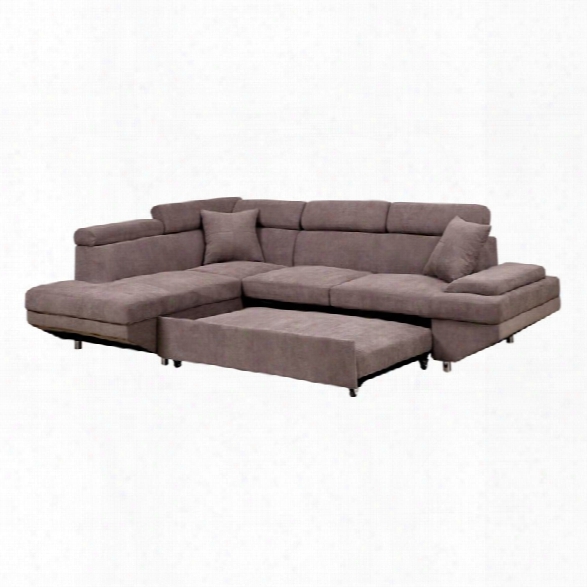 Furniture Of America Sleet Flannelette Convertible Sectional In Brown