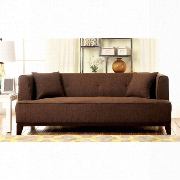 Furniture Of America Waylin Tufted Fabric Sofa In Brown