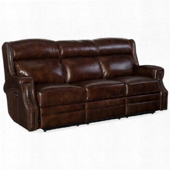 Hooker Furniture Carlisle Leather Power Motion Sofa In Chocolate