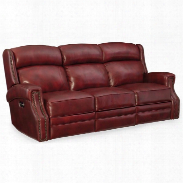 Hooker Furniture Carlisle Leather Power Motion Sofa In Red