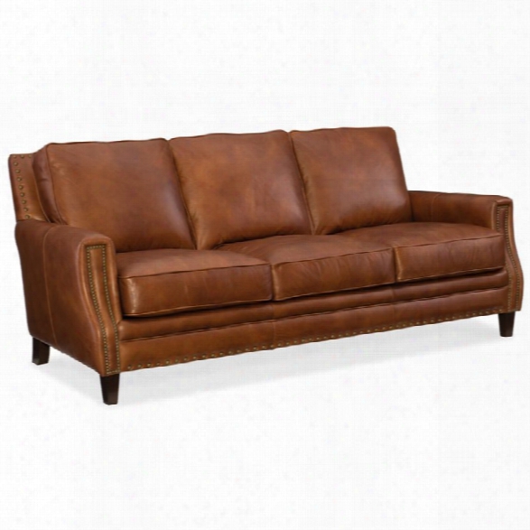 Hooker Furniture Exton Stationary Leather Sofa In Brown