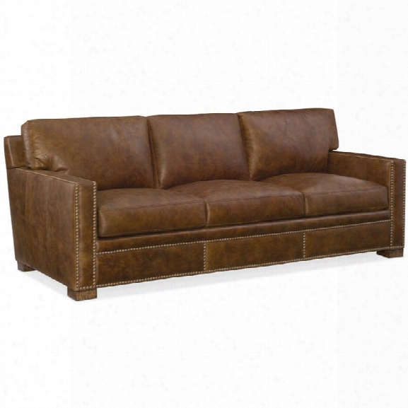 Hooker Furniture Jax Stationary Leather Sofa In Brown