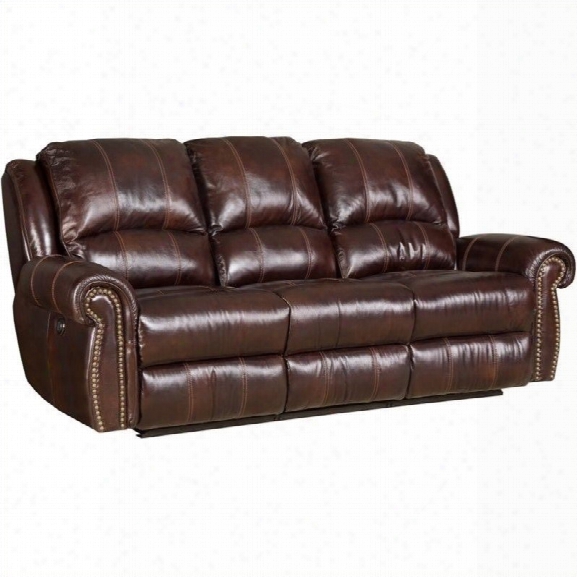 Hooker Furniture Seven Seas Leather Power Sofa In Saddle Brown