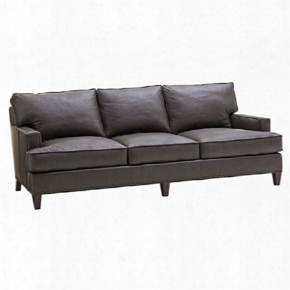 Lexington Zavala Hughes Leather Sofa In Dark Gray