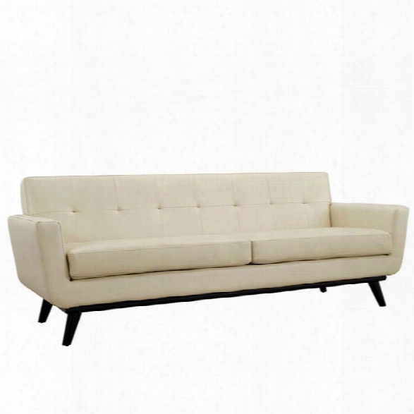 Maklaine Leather Sofa In Beige