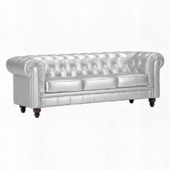 Zuo Aristocrat Faux Leather Sofa In Silver