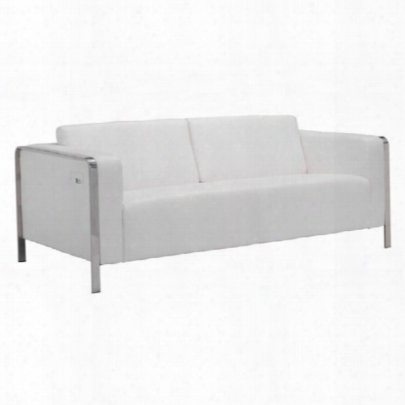 Zuo Thor Faux Leather Sofa In White