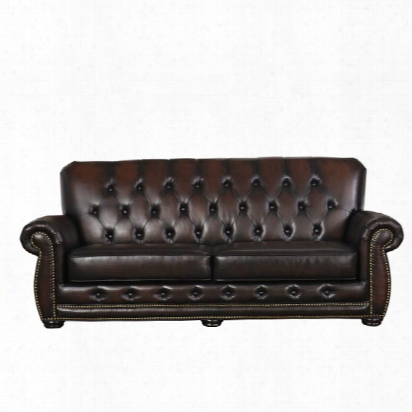 Abbyson Living Kaylee Leather Sofa In Brown