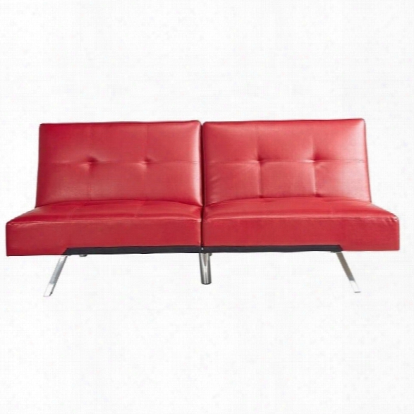 Abbyson Living Riley Leather Convertible Sofa In Red