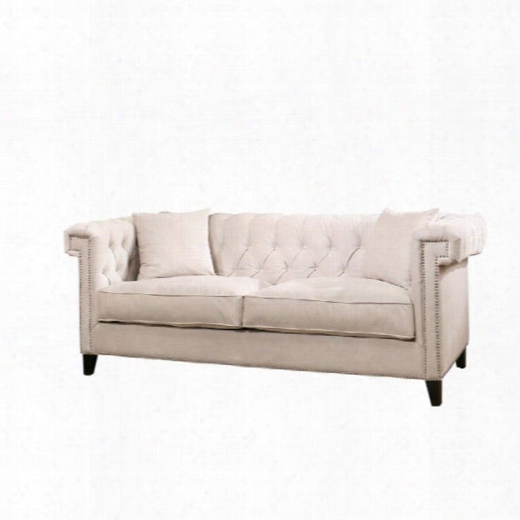 Abbyson Living Samantha Velvet Sofa In Ivory