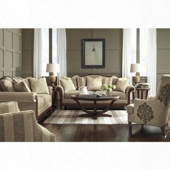 Ashley Berwyn View 4 Piece Fabric Sofa Set In Quartz