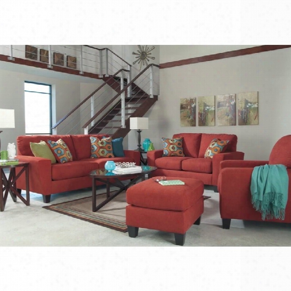 Ashley Sagen 4 Piece Fabric Sofa Set In Sienna