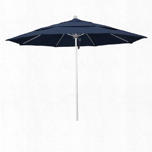 California Umbrella Venture 11' Silver Market Umbrella In Indigo