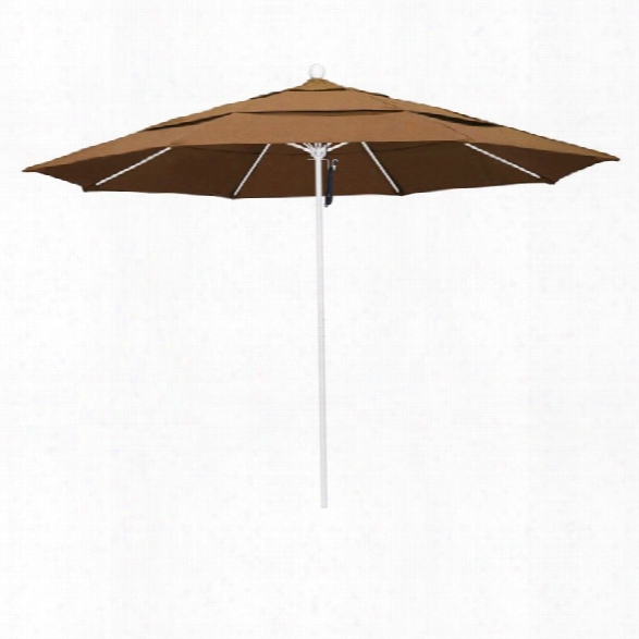 California Umbrella Venture 11' White Market Ummbrella In Canvas Teak