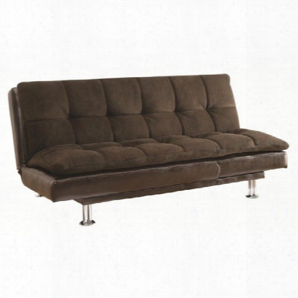 Coaster Extra Plush Convertible Armless Sofa Bed In 2-toned Brown