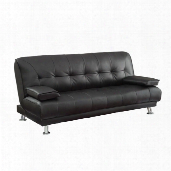 Coaster Faux Leather Convertible Sofa Bed With Removable Armrests