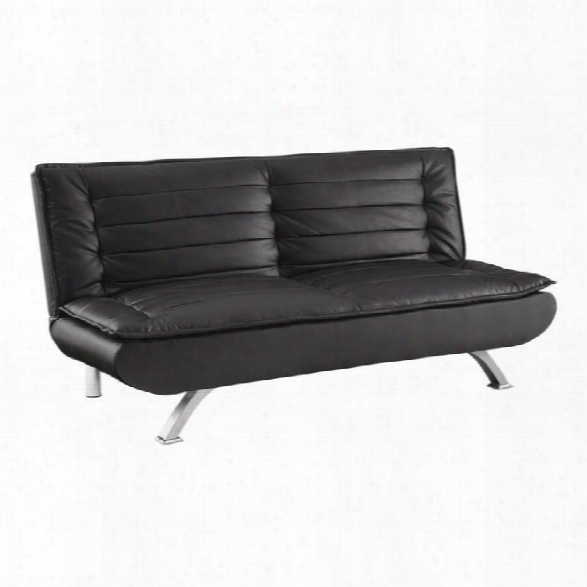 Coaster Faux Leather Convertible Sofa In Black