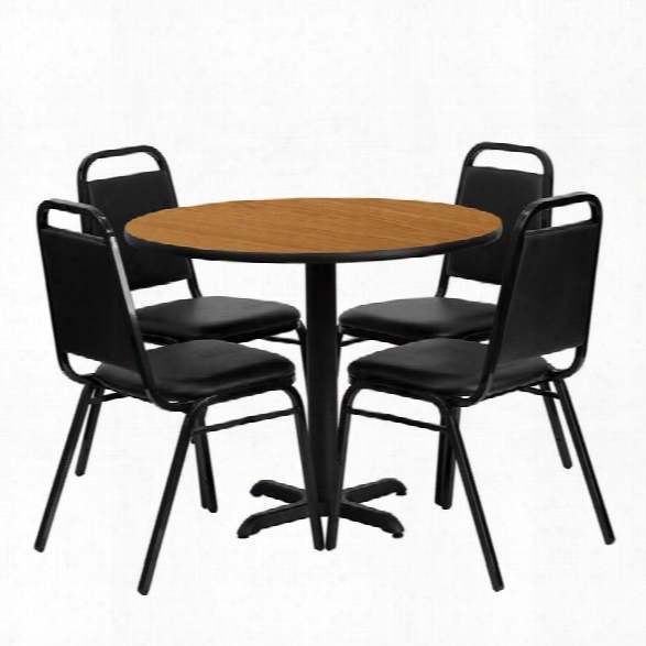 Flash Furniture 5 Piece Laminate Table Set In Black And Natural