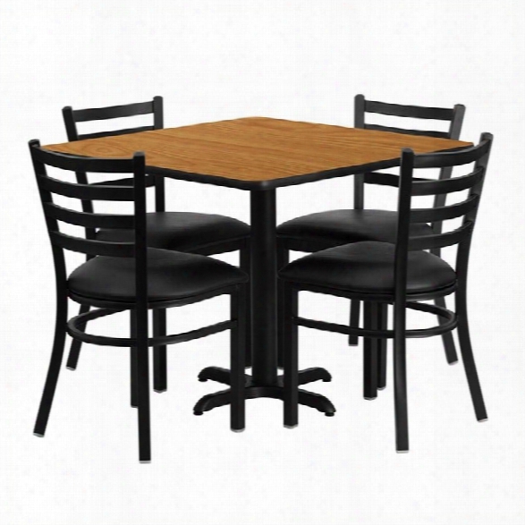 Flash Furniture 5 Piece Laminate Table Set In Natural And Black