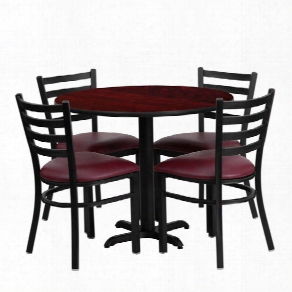 Flash Furniture 5 Piece Laminate Table Set Mahogany And Burgundy