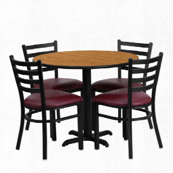 Flash Furniture 5 Piece Laminate Table Set Natural And Burgundy