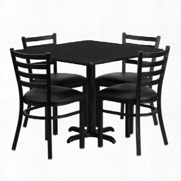 Flash Furniture 5 Piece Square Laminate Table Set In Black