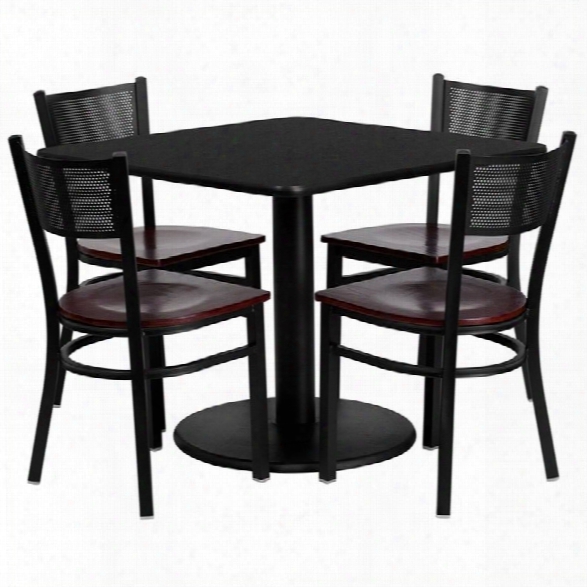 Flash Furniture 5 Piece Square Table Set In Black And Mahogany