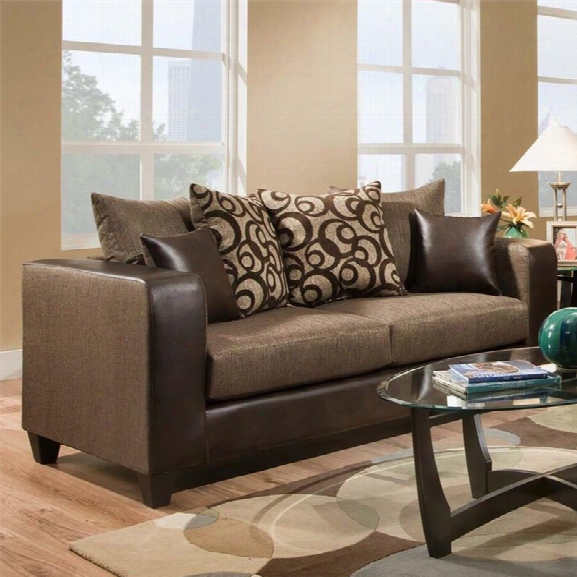 Flash Furniture Chenille Faux Leather Sofa In Brown