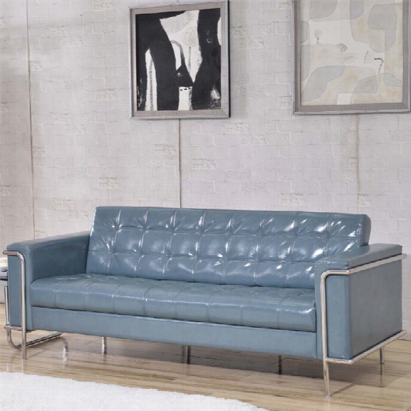 Flash Furniture Faux Leather Sofa In Gray