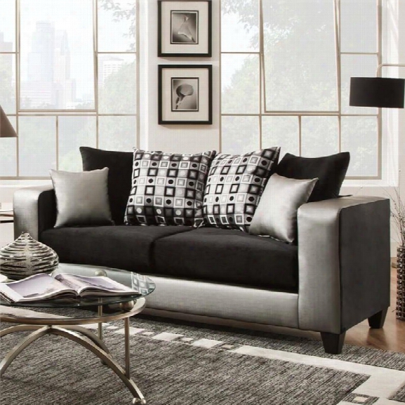 Flash Furniture Implosion Velvet Sofa In Black And Silver