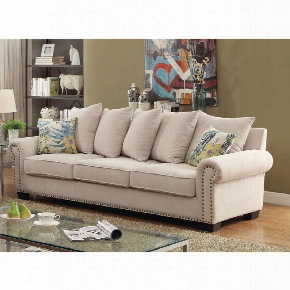Furniture Of America Belinda Fabric Sofa In Ivory